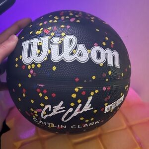 Wilson Black Basketball with Pink and Yellow Confetti Accents